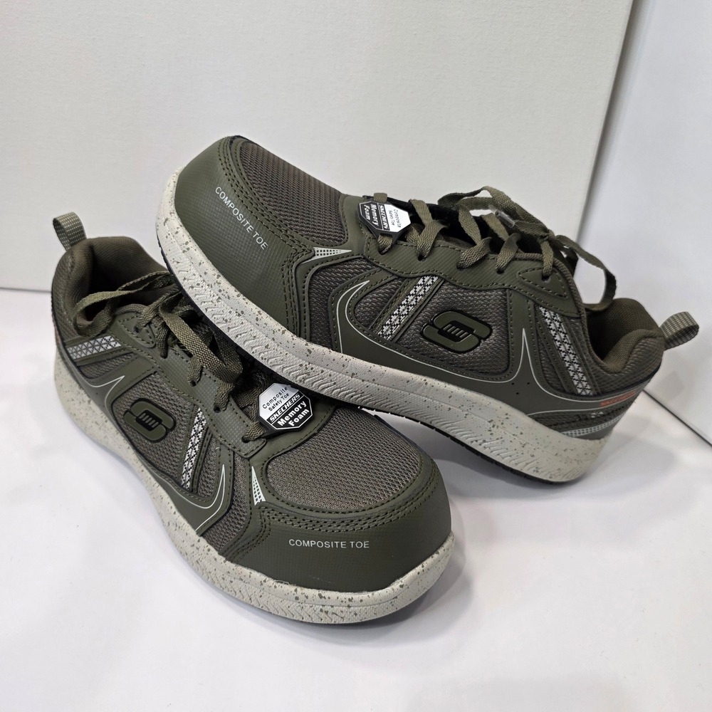 Skechers Work Shoes Womens 9 Green New Composite Toe Slip Resistant Memory Foam